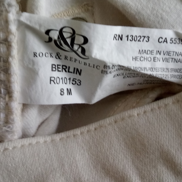 Rock & Republic White Cream Berlin Skinny Jeans Size 8 - Picture 10 of 14